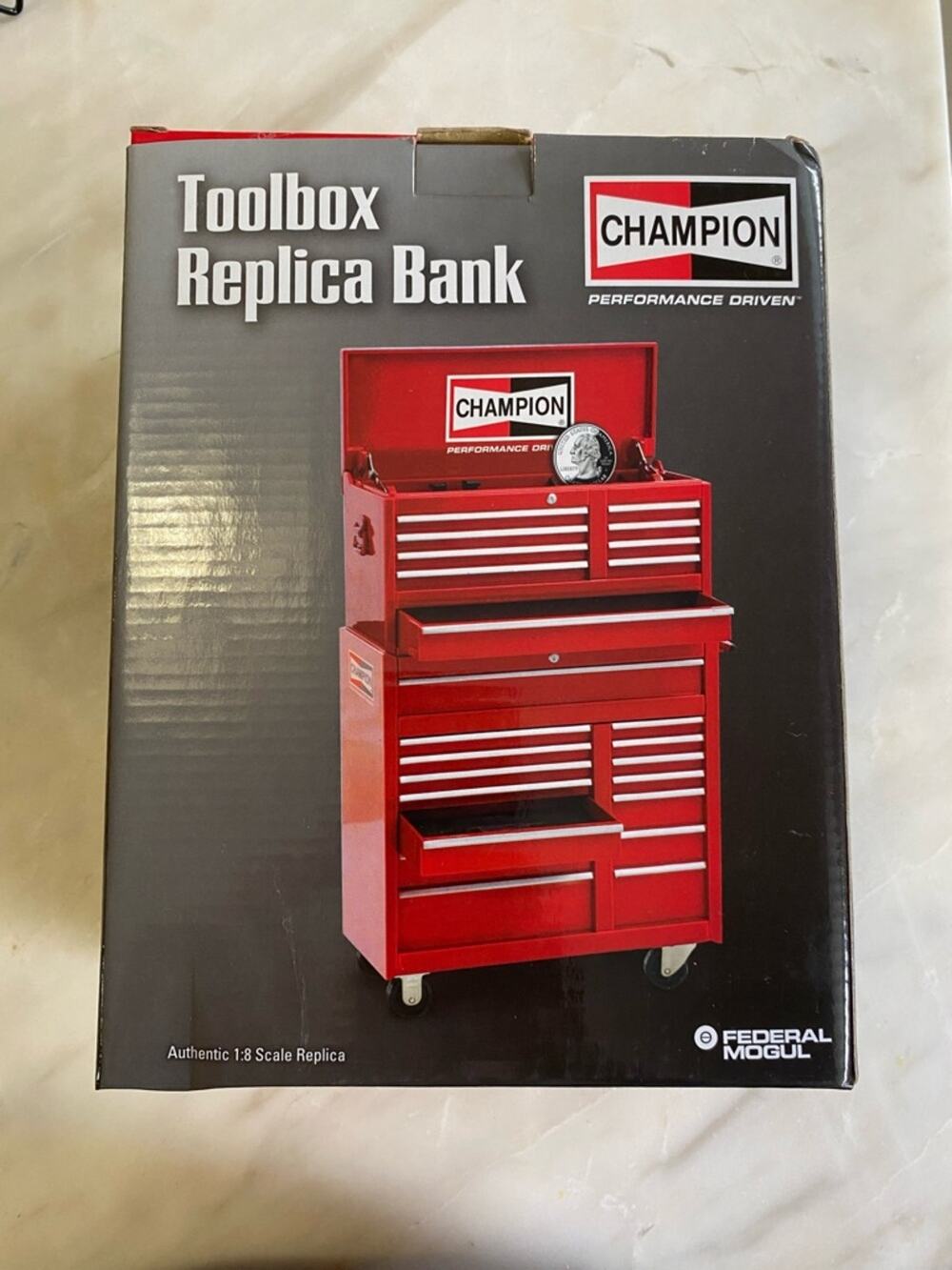 Champion Red die cast Toolbox Replica Bank coin bank 1:8 mini replica